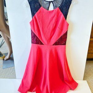 Betsy Johnson Pink and Black Lace Short Dress